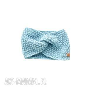 pomysł na upominki na święta Niebieska opaska tyrban z wełny ręcznie