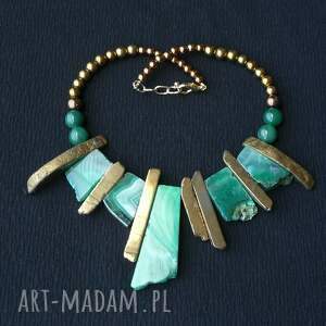 Prezent ELEGANCKO Agat i hemetyt Naszyjnik unikatowy ręcznie robiony