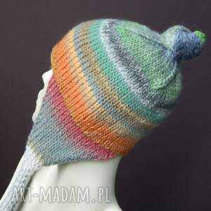 PILOTKA Z WĘZEŁKIEM CZAPKA boho kolorowy melanż