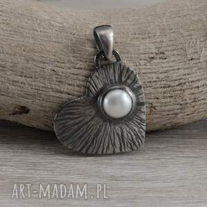 srebrne serduszko z perłą - wisiorek 1729a srebro