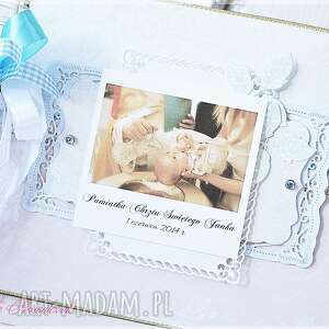 handmade scrapbooking albumy album na chrzest święty dla chłopca