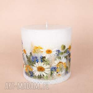 bezzapachowa, sojowa świeca botaniczna z prawdziwymi kwiatami, prezent ślubny