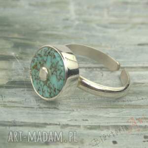 Regulowany, pierścionek - turkusem