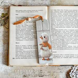 Drewniana zakładka do książki - kaczorek i święta