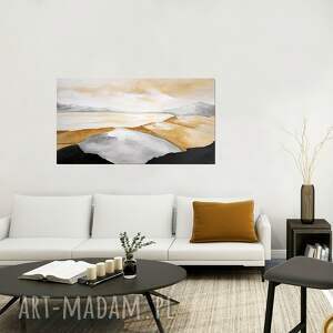 zatoka, abstrakcyjny krajobraz minimalistyczny, obraz malowany na płótnie