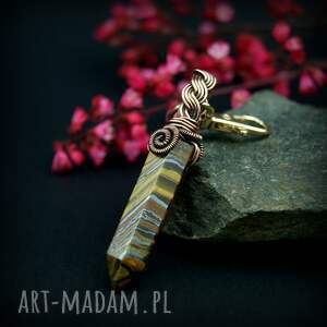 brelok wire wrapping z tygrysim okiem, kamieniem, tygrysie oko