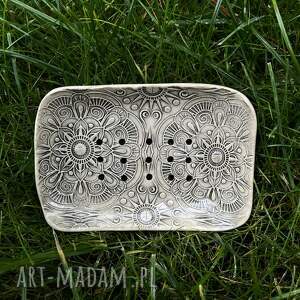 Ceramiczna mydelniczka mandala - ręcznie robiona