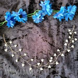 Gałązka, wianuszek na włosy, długa ozdoba, z perełek