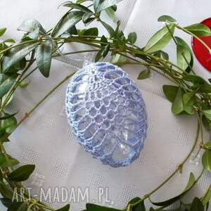 handmade dekoracje wielkanocne szydełkowa pisanka ozdoba na wielkanoc niebieska 8cm