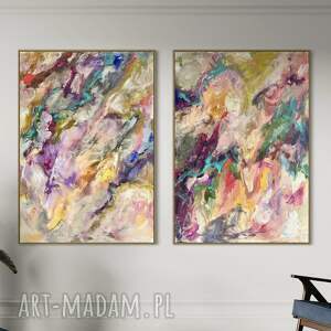 abstrakcja 100x70 cm zestaw abstrakcji dyptyk, obrazy nowoczesne