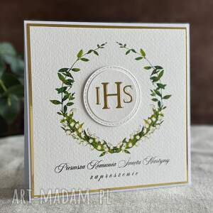 zaproszenia komunijne ręcznie robione, wzór 49e, pierwsza komunia