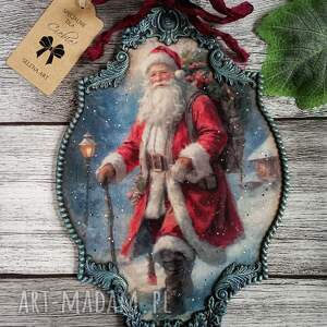 na święta prezent Świąteczny medalion ze Świętym Mikołajem