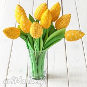 dekoracje wielkanocne tulipany żółte, wiosenny, bawełniany bukiet, wiosna