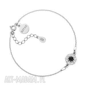 Srebrna bransoletka z onyksem, srebro, czarny onyks