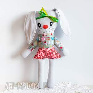 królik szarak - zakręcona tosia 37 cm, zając, dziewczynka haftowany, maskotka