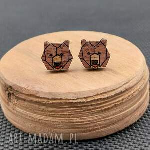 kolczyki drewniane niedźwiedzie