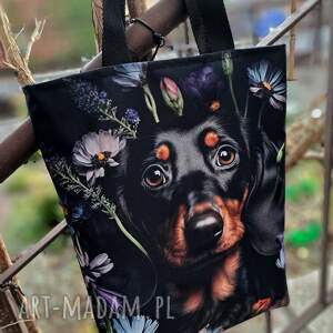 Torba Szoperka z Jamnikiem, portret jamnika, pojemna