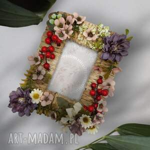ręczne wykonanie ramki ramka na zdjęcia 10x15 cm z sztucznymi kwiatami