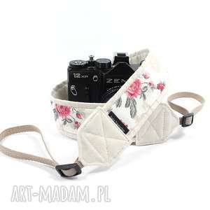 rekaproduction pasek do aparatu camera strap ecru z różami dla fotografa