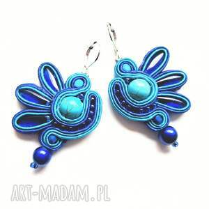 blue bird haftowane kolczyki sutaszowe