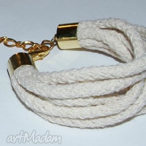 handmade beżowa bransoletka ze sznurków bawełnianych