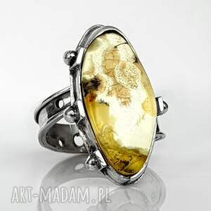 seasalt srebrny pierścionek z bursztynem bałtyckim, amber