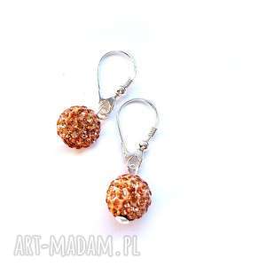 kolczyki shamballa swarovski light peach brzoskwiniowe srebro 925