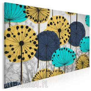 obraz na płótnie - kwiaty dmuchawce turkus kule 70x50 cm 23701