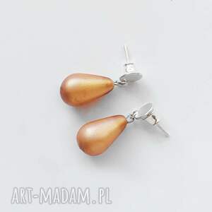 okrąg kolczyki, srebro, koralik, zmatowione