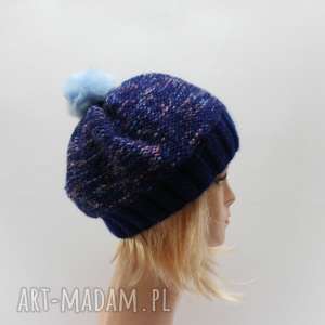 handmade czapki czapka beret z pomponem