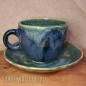 Filiżanka ze spodkiem, ceramika, z talerzykiem, herbata