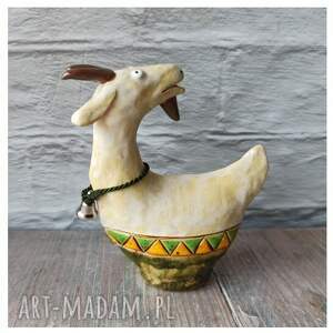 koza z zielonym dołem ceramika koziołek, oryginalny prezent