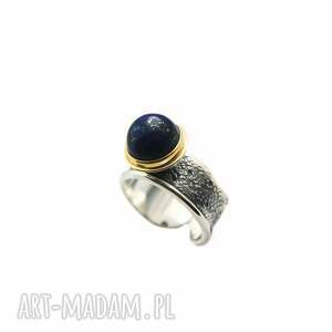 pierścionek srebrny z lapis lazuli, oczkiem