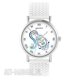 handmade zegarki kolekcja starlight - wodnik - silikonowy, biały