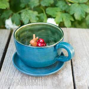 azulhorse filiżanka do herbaty z figurką ślimaka kawy morska zieleń ok
