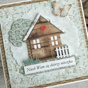 handmade scrapbooking kartki kartka na parapetówkę z drewnianym domkiem 2