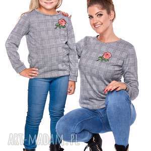 latori - mama i córka bluza dla córki ld29, elegancka, krata, ściagacz