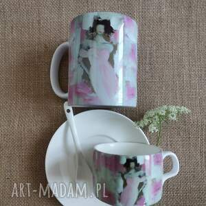 ręcznie robione ceramika zestaw kubek filiżana " kolor kobiety - bladu