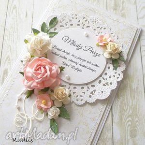 handmade scrapbooking kartki na ślub z pięknym cytatem