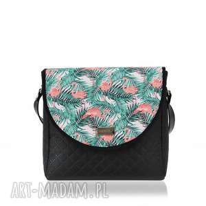 na ramię torebka puro summer 1066 flamingos 2, print pikowana lato, modna