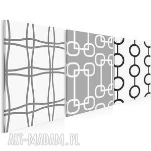 obraz na płótnie - tryptyk geometryczny szary 3x50x70 cm 63502, szlaczki