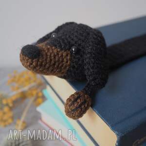 zakładka do książki czarny jamnik, pies, jamniczek dla psiary, książkoholika