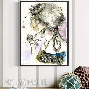 Princess - akwarela na papierze, portret kobiety glamour (20,8x28,3 cm) bez oprawy