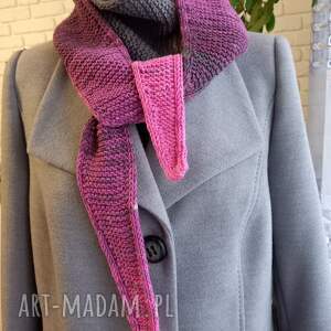 szaliczek sofia ręcznie robiony na drutach szalik zimę wełny