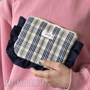 w kratkę z falbanką, pikowana kosmetyczka, saszetka
