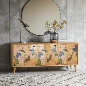 charming jungle - modna komoda 3 drzwiowa loft w stylu mid century / prl