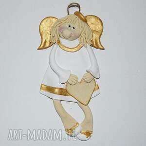 handmade dla dziecka pamiątka moniki - aniołek komunijny z masy solnej