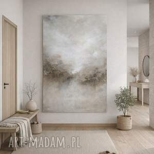 duży obraz abstrakcja w neutralnych beżach i bieli xxl 150 x 90 cm, obrazy