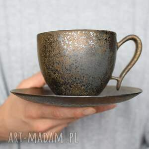 ręcznie wykonane ceramika filiżanka ceramiczna złoto srebrna 270ml