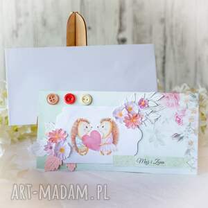 kartka ślub / rocznica z jeżykami - mąż i żona scrapbooking